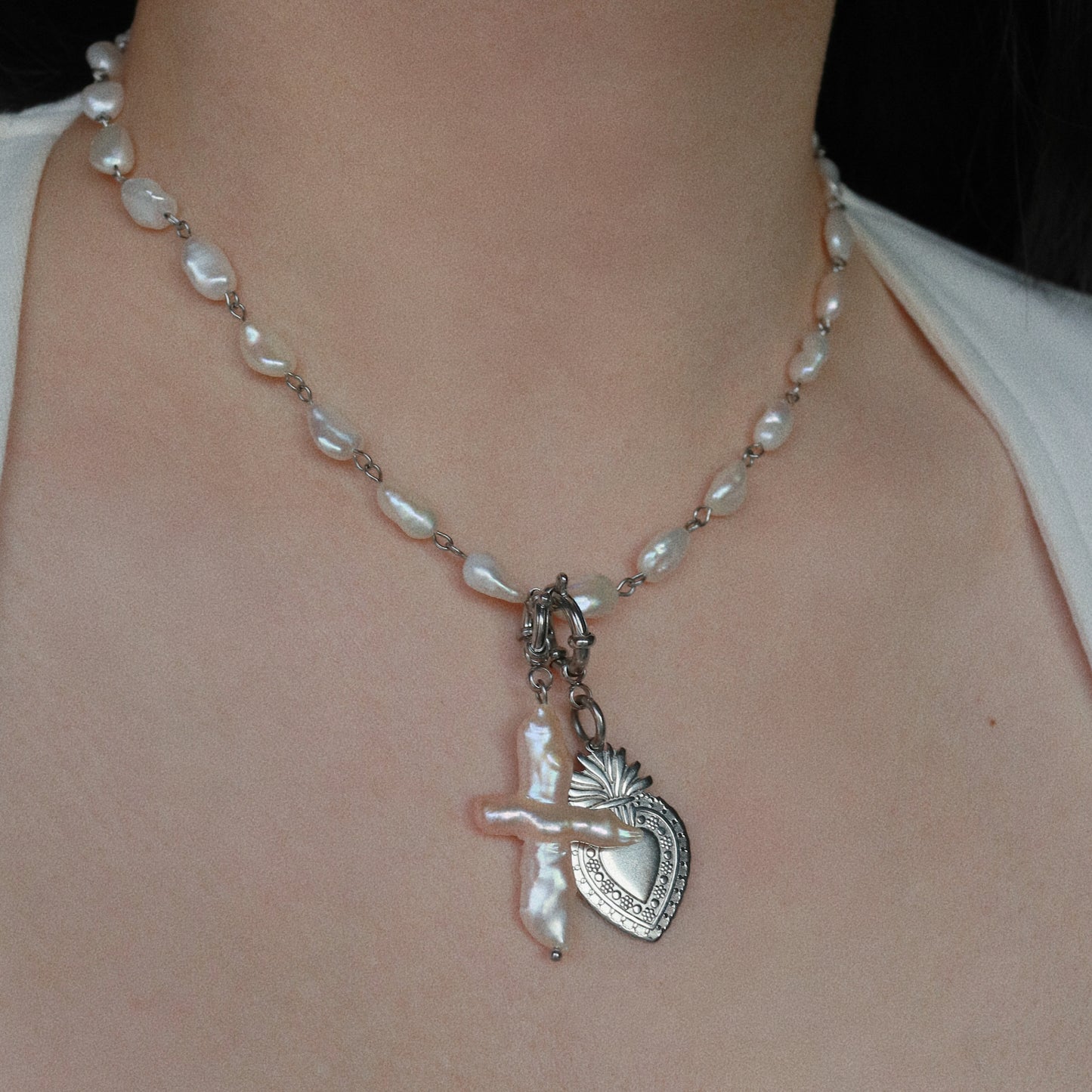 Love exposure fresh water pearl necklace