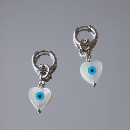 Mother of pearl evil eye earrings