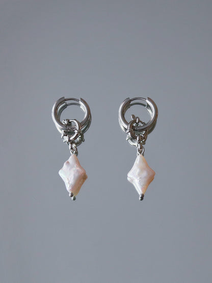 Mini pearl north star charm earrings